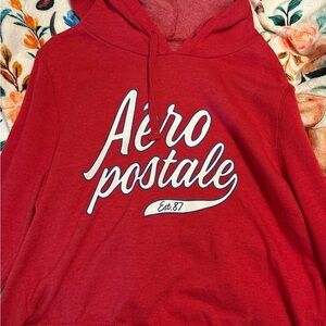 Aeropostale Bright Red Pullover Hoodie with Script Label
